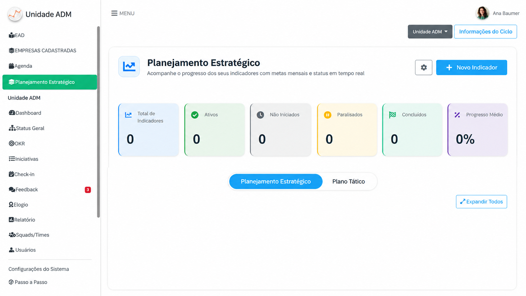 Planejamento estratégico na plataforma IDEST